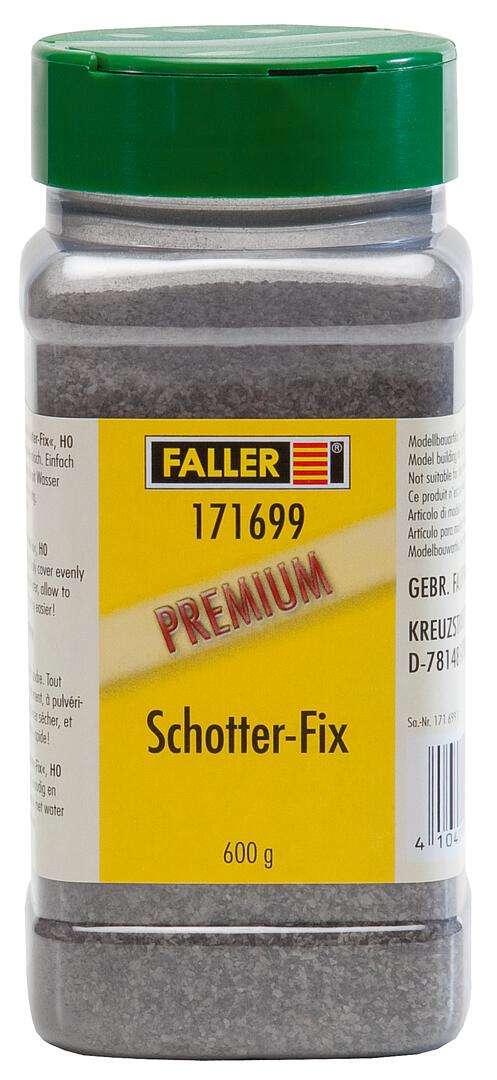 Faller 171699 - PREMIUM Scattering material Schotter-Fix, Natural material, Medium grey, 600 g