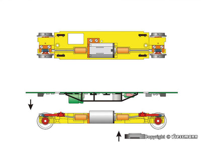Viessmann 2316 H0 Laagzijdekar, Geel, met Aandrijfeenheid, Functioneel Model voor 3-railversie