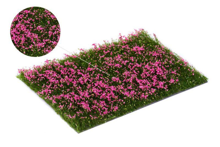 MBR Bloemenmat Roze – 15mm Hoog, 7.5×15 cm Scenery Mat voor Modelbouw